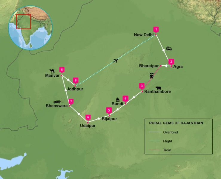 Map Frauenreise Rajasthan
